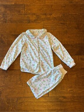 Cecil and Lou Girls' White Floral & Butterfly Elastic Waist PJ’s Set Size 7